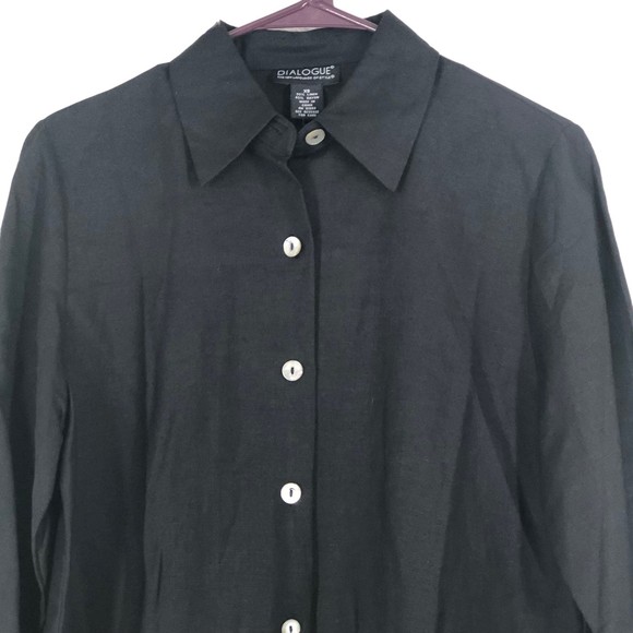 NWT Dialogue Linen Blend Shirt Tunic Dress w/Mother of Pearl Buttons, LonglineXS - Picture 8 of 9